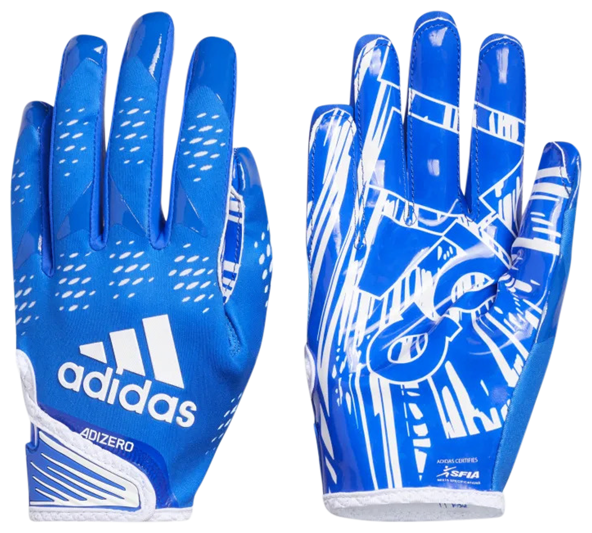 blue and white adidas football gloves