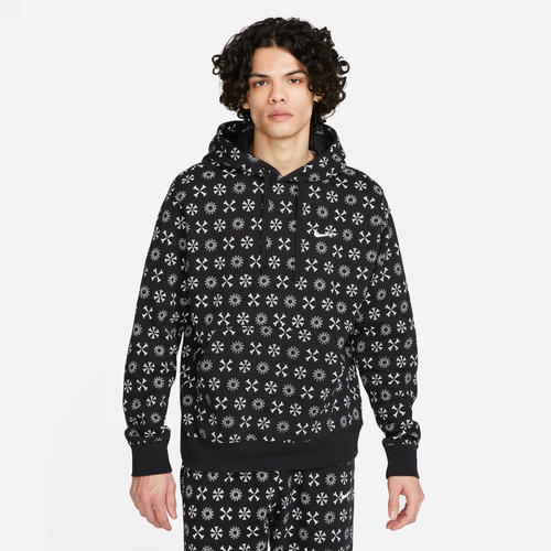 

Nike Mens Nike NSW Club BB Monogram Pullover Hoodie - Mens Black/White Size XL