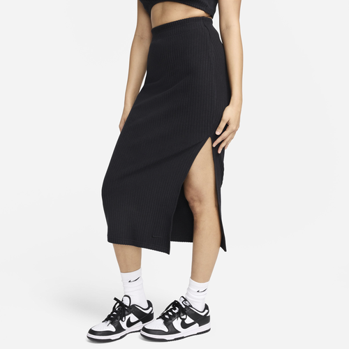 Shop Nike Womens  Chill Knit Rib Skirt In Black/black
