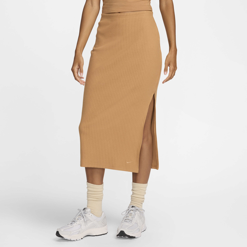 

Nike Womens Nike Chill Knit Rib Skirt - Womens Flax/Flax Size M