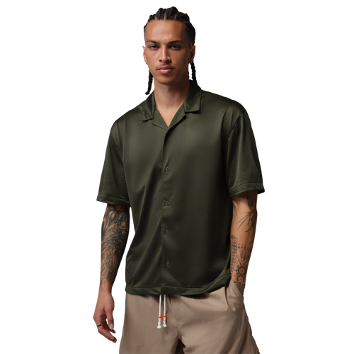 MENS - Jordan Brooklyn Festival Button Down Top - Black/Cargo Khaki