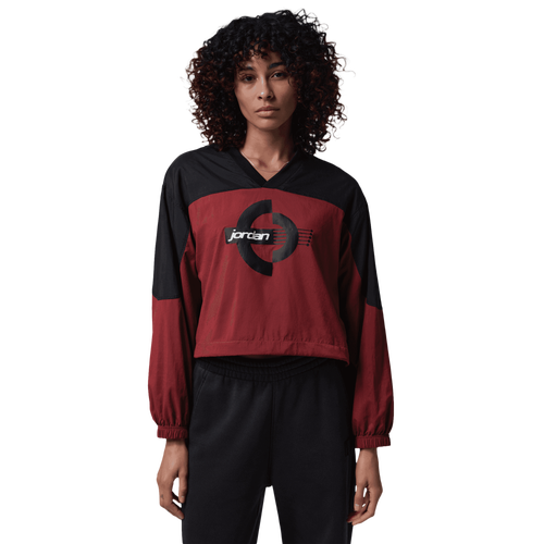  - Jordan Brooklyn Woven Long Sleeve Graphic T-Shirt - Chile Red/Black