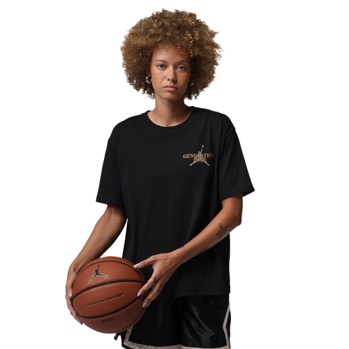 WOMENS - Jordan Sport Drifit SS Gfx Tee - Black/Metallic Gold White