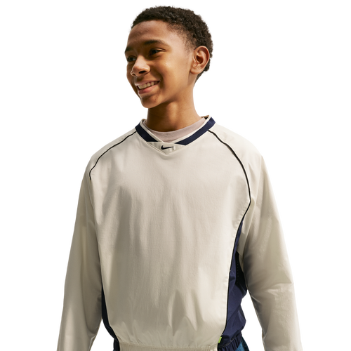 BOYS - Nike NSW Cln Vneck LS Top - Midnight Navy/Soft Pearl Black