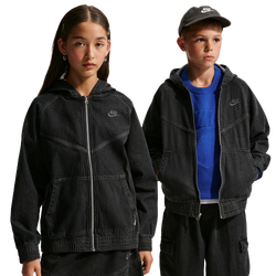 Boys' Grade School - Nike NSW WR Denim Full Zip Jacket - Black/Anthracite