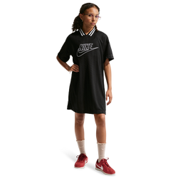 Girls' Grade School - Nike NSW CLN Short Sleeve Jersey Dress - Black/White