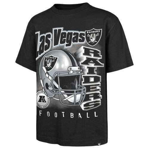 47 Brand Mens NFL Las Vegas Raiders Chorme Burst T-Shirt - - Black Size XXL