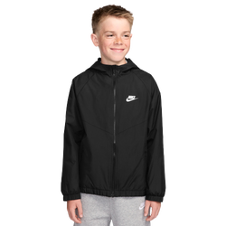 Boys' Grade School - Nike Windrunner Hooded Jacket - Black/White