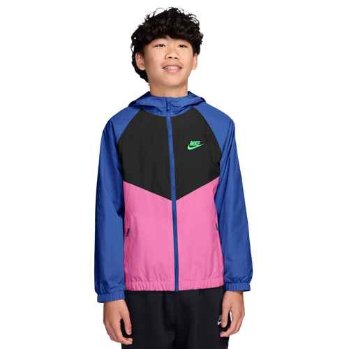 BOYS - Nike Windrunner Hooded Jacket - Black/Game Royal Playful Pink