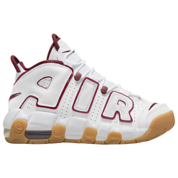 Boys' Grade School - Nike Air More Uptempo - White/Team Red/Gum Light Brown