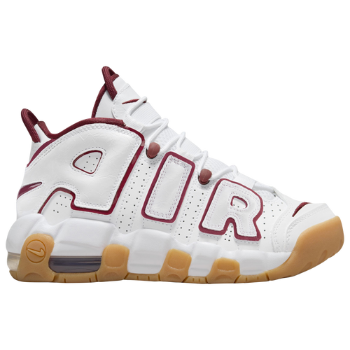 Shop Nike Boys  Air More Uptempo In White/gum Lt Brown/team Red