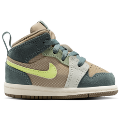 Boys' Toddler - Jordan AJ 1 Mid SE Uni - Khaki/Light Lemon Twist/Hasta