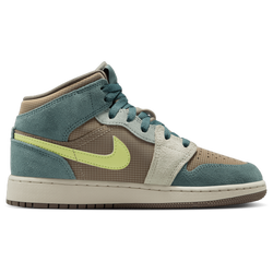 Boys' Grade School - Jordan AJ 1 Mid SE Uni - Khaki/Light Lemon Twist/Hasta