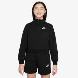 Girls' Grade School - Nike Club Half-Zip Fleece Hoodie - White/Black