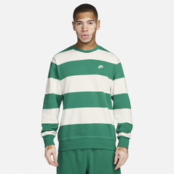 Men's - Nike Club Stripe Heavyweight French Terry Crew - Malachite/White/Sail