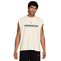 Men's - Jordan Brooklyn Graphic Sleeveless Muscle Top - Sail/Gym Red