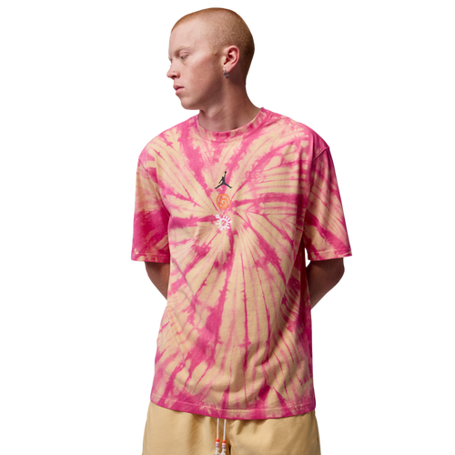  - Jordan Brooklyn Tie Dye Festival Short Sleeve Crew - Lemon Wash