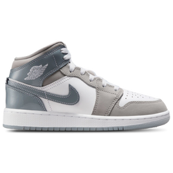 Boys' Grade School - Jordan AJ 1 Mid SE - White/Cool Grey/Medium Grey