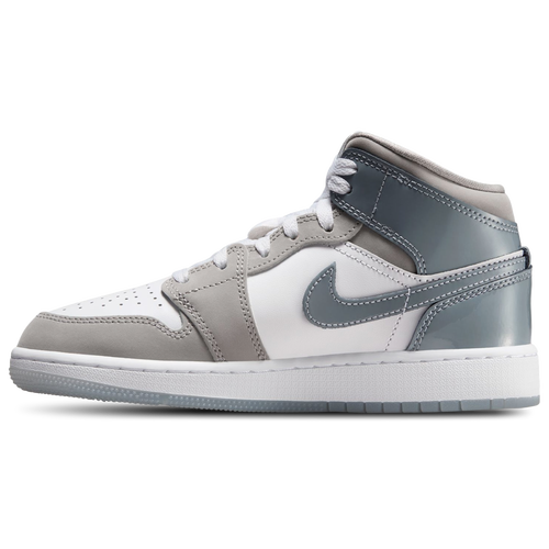 Kids Jordan Air 1 Mid SE Shoes Big 6.5 White Cool Grey Medium Grey