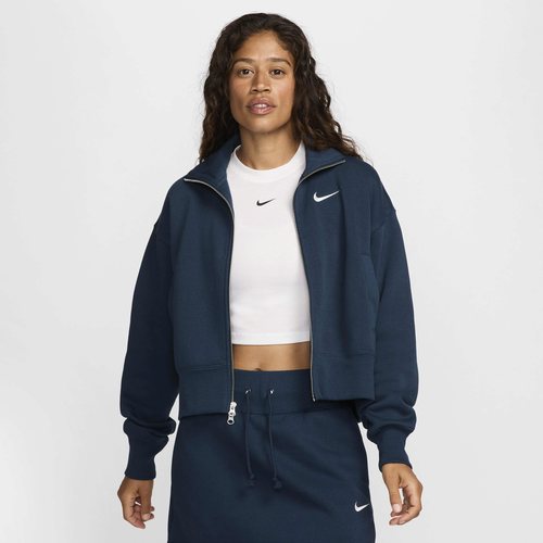 

Nike Womens Nike NSW Phoenix OS Fleece Track Jacket - Womens Armory Navy/Sail Size L