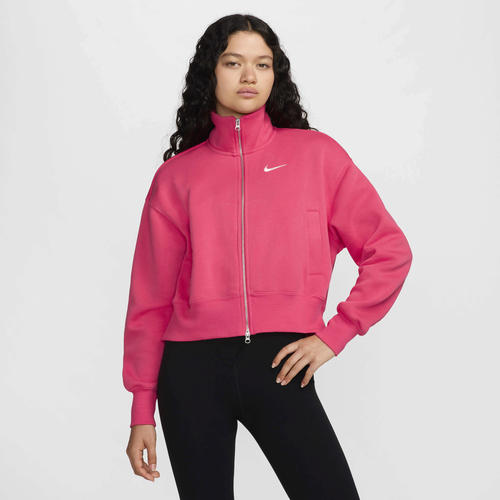 

Nike Womens Nike NSW Phoenix OS Fleece Track Jacket - Womens Aster Pink/Sail Size XL