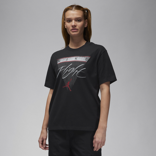 

Jordan Womens Jordan GF Graphic Flight Short Sleeve T-Shirt - Womens Black/Gym Red Size S