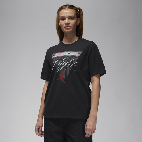 Shop Jordan Womens  Gf Graphic Flight Short Sleeve T-shirt In Black/gym Red
