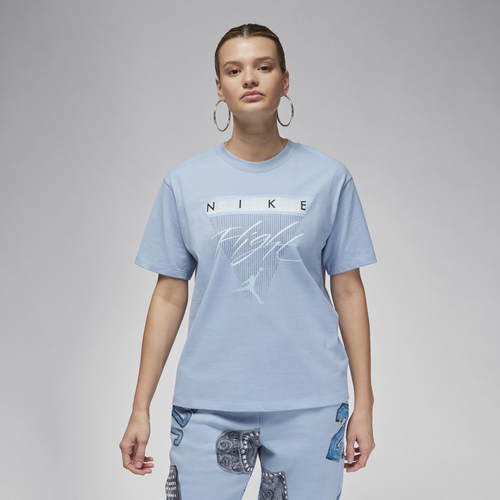Shop Jordan Womens  Gf Graphic Flight Short Sleeve T-shirt In Blue Grey/ice Blue