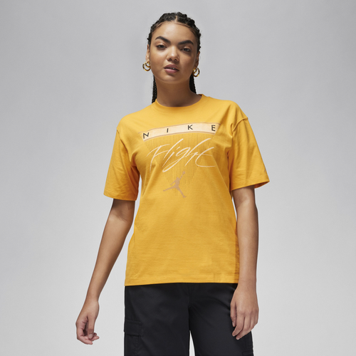 Shop Jordan Womens  Gf Graphic Flight Short Sleeve T-shirt In White/yellow