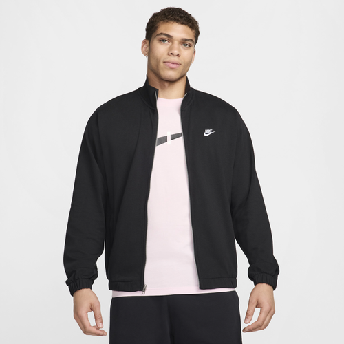 

Nike Mens Nike Club Knit Jacket - Mens Black/Black/White Size XXL