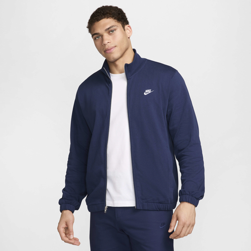 

Nike Mens Nike Club Knit Jacket - Mens Midnight Navy/Midnight Navy/White Size S