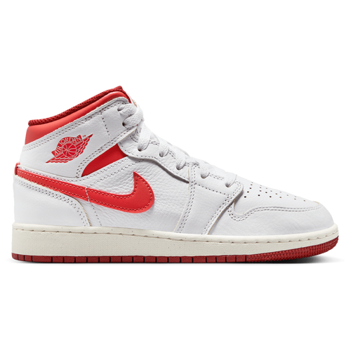 

Boys Jordan Jordan Air Jordan 1 Mid SE - Boys' Grade School Basketball Shoe Dune Red/White/Lobster Size 05.0