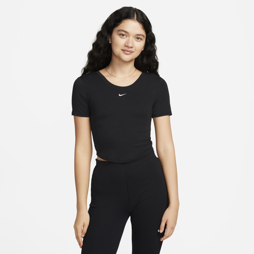 

Nike Womens Nike Chill Knit Mini Rib Top - Womens Black/Sail Size XS