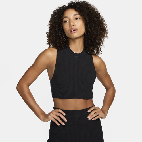 

Nike Womens Nike Chill Knit Rib Crop Tank - Womens Black/Black Size S