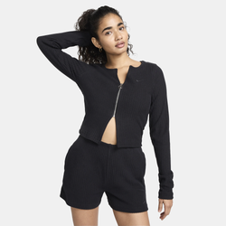 Women's - Nike Chill Knit Rib F/Z Cardigan - Black/Black