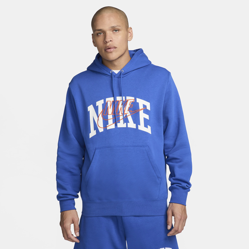 

Nike Mens Nike Club Arch GX Basketball Pullover Hoodie - Mens Safety Orange/Game Royal Size XS