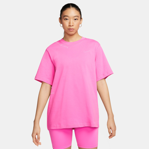 Shop Nike Womens  Essential Bf Notes 2self T-shirt In Pink/tan