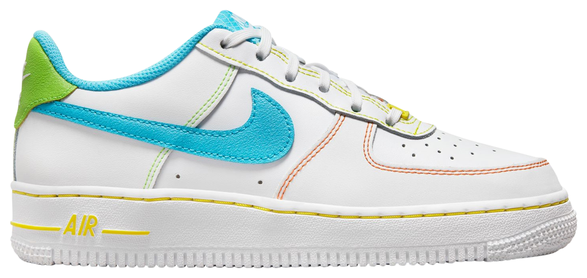 Nike Boys Air Force 1 LV8 WCRD - Basketball Shoes White/Orange/Blue Size 12.0