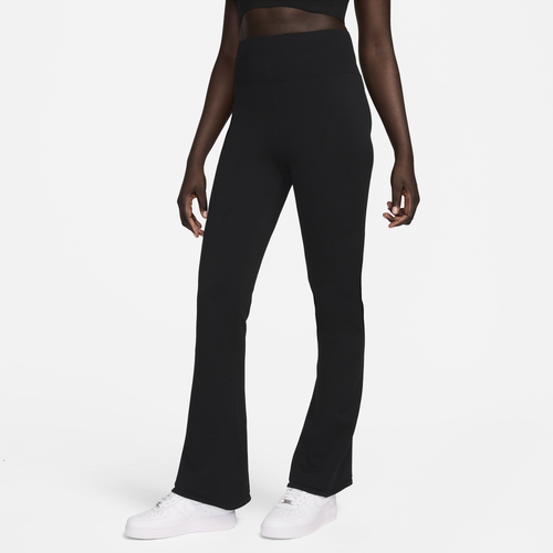 Nike Womens  Chill Knit Sweater Hi-rise Flare Leggings In Black