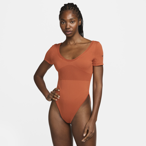 

Nike Womens Nike Chill Knit Sweater Bodysuit - Womens Burnt Sunrise/Burnt Sunrise/Black Size M