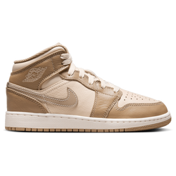 Boys' Grade School - Jordan AJ 1 Mid JM - Khaki/Light Brown