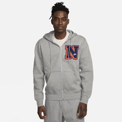 Men's - Nike Club Fleece Pullover Hoodie - Dark Grey Heather/Light Smoke Grey