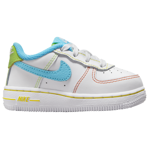 Nike Boys Air Force 1 LV8 WCRD - Basketball Shoes White/Orange/Blue Size 12.0