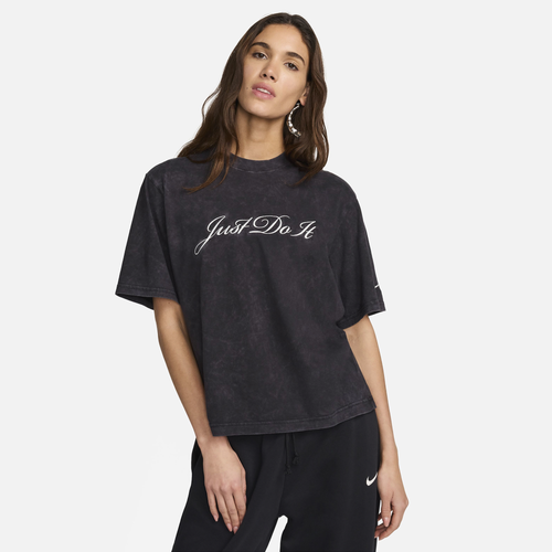 

Nike Womens Nike NSW Boxy Wash T-Shirt - Womens Black/White Size XS