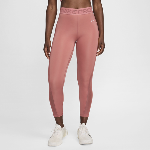 

Nike Womens Nike Pro Medium Rise 7/8 Mesh DF Tight - Womens Canyon Pink/White Size S