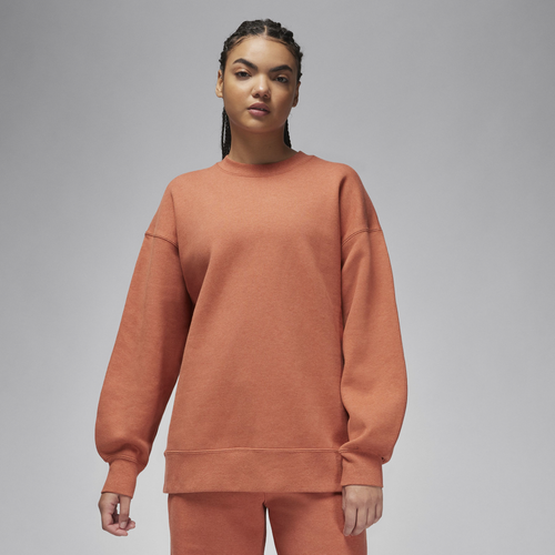 Jordan Womens  Flight Fleece Crew In Dusty Peach/heather