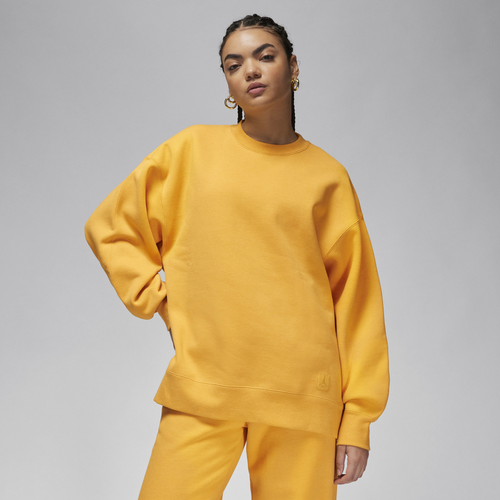 

Jordan Womens Jordan Flight Fleece Crew - Womens Yellow Ochre/Heather Size S