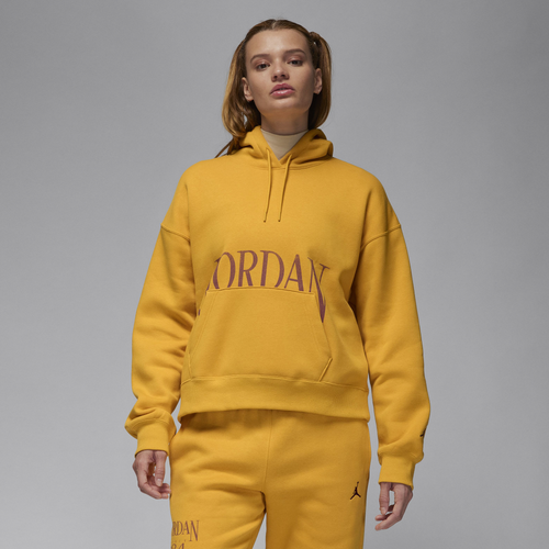 Shop Jordan Womens  Brooklyn Fleece Pullover In Yellow Ochre/dusty Peach