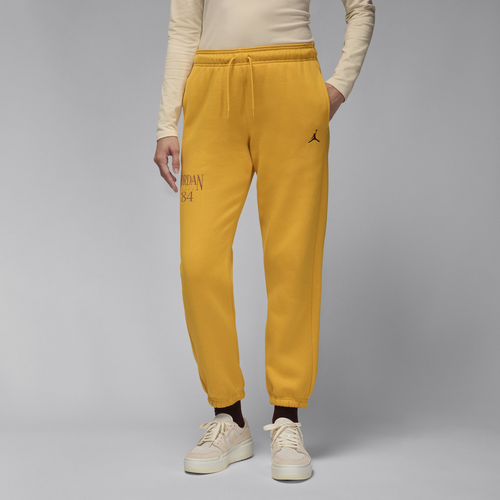 Shop Jordan Womens  Brooklyn Fleece Pants In Yellow Ochre/dusty Peach