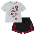 Jordan Dynasty Patch T-Shirt Shorts Set - Jordan Grey/Black